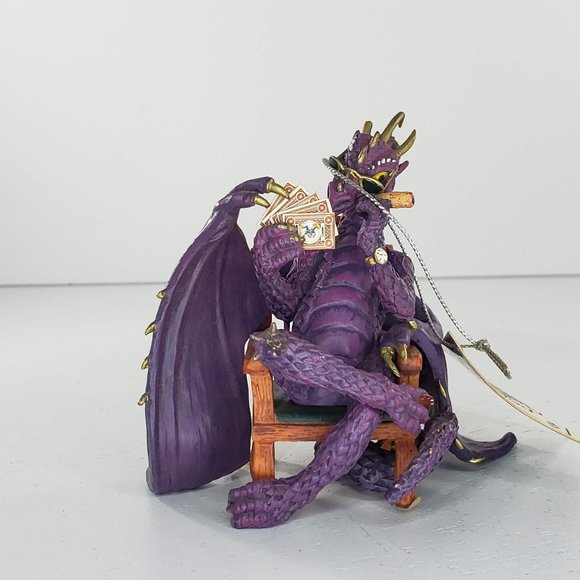 Hamilton Collection Dragon Hold Em Or Fold Em Poker Face Ace Figurine *FLAW* - Picture 2 of 10
